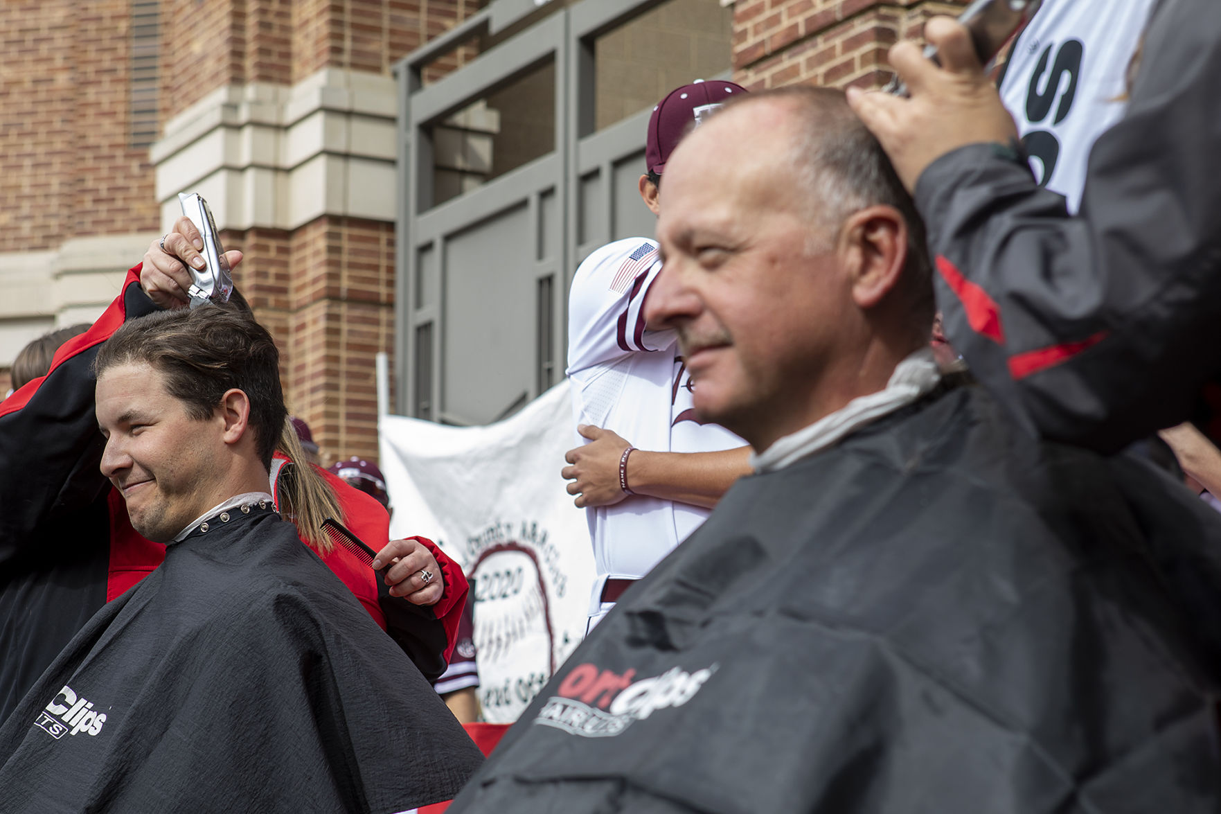 A&M baseball head shaving for cancer